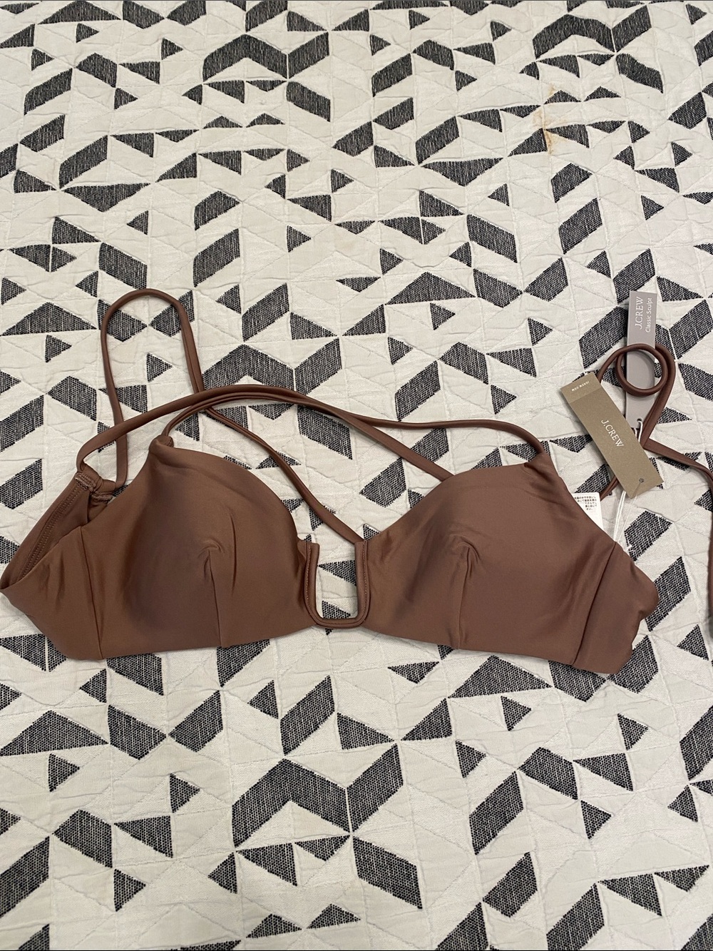 J. Crew Classic Sculpt Brown Strappy U-Center Bikini Top